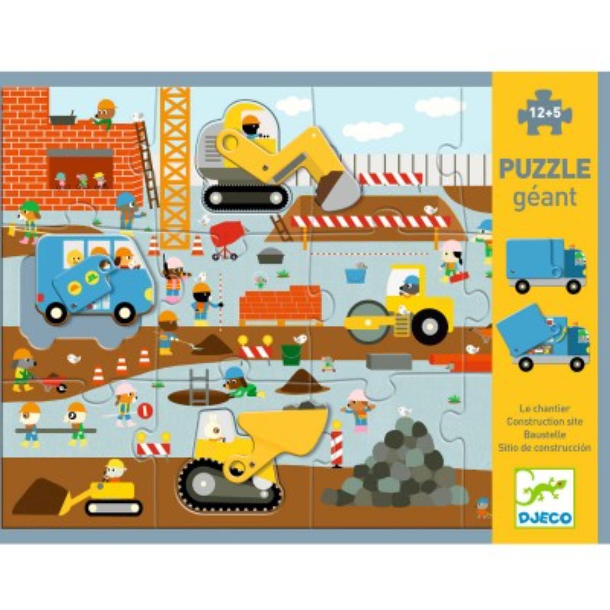 Puzzles Geants Puzzle Géant - Le chantier - 12pcs + 5pcs Djeco