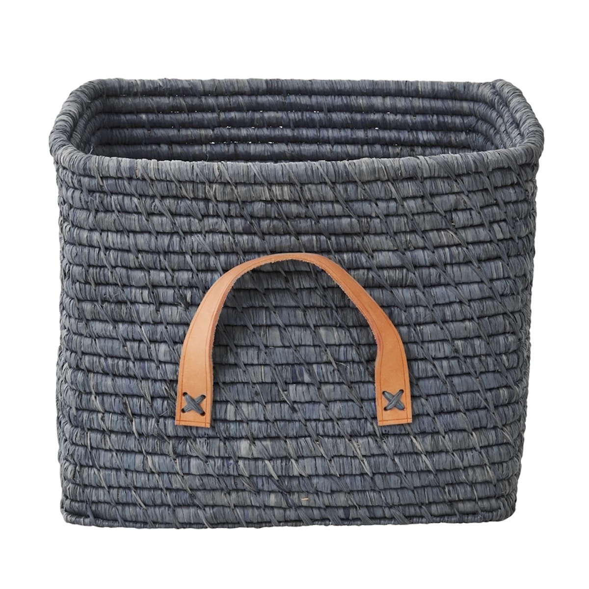 Raffia Storage Basket Rice blue
