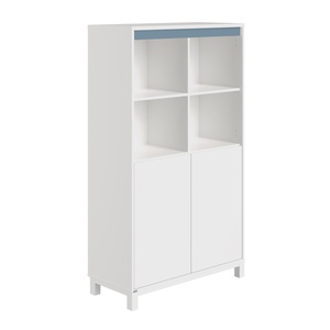 Regal 2 Ports links 4 offene Fächer oben OLLI Paidi weiß blau matt