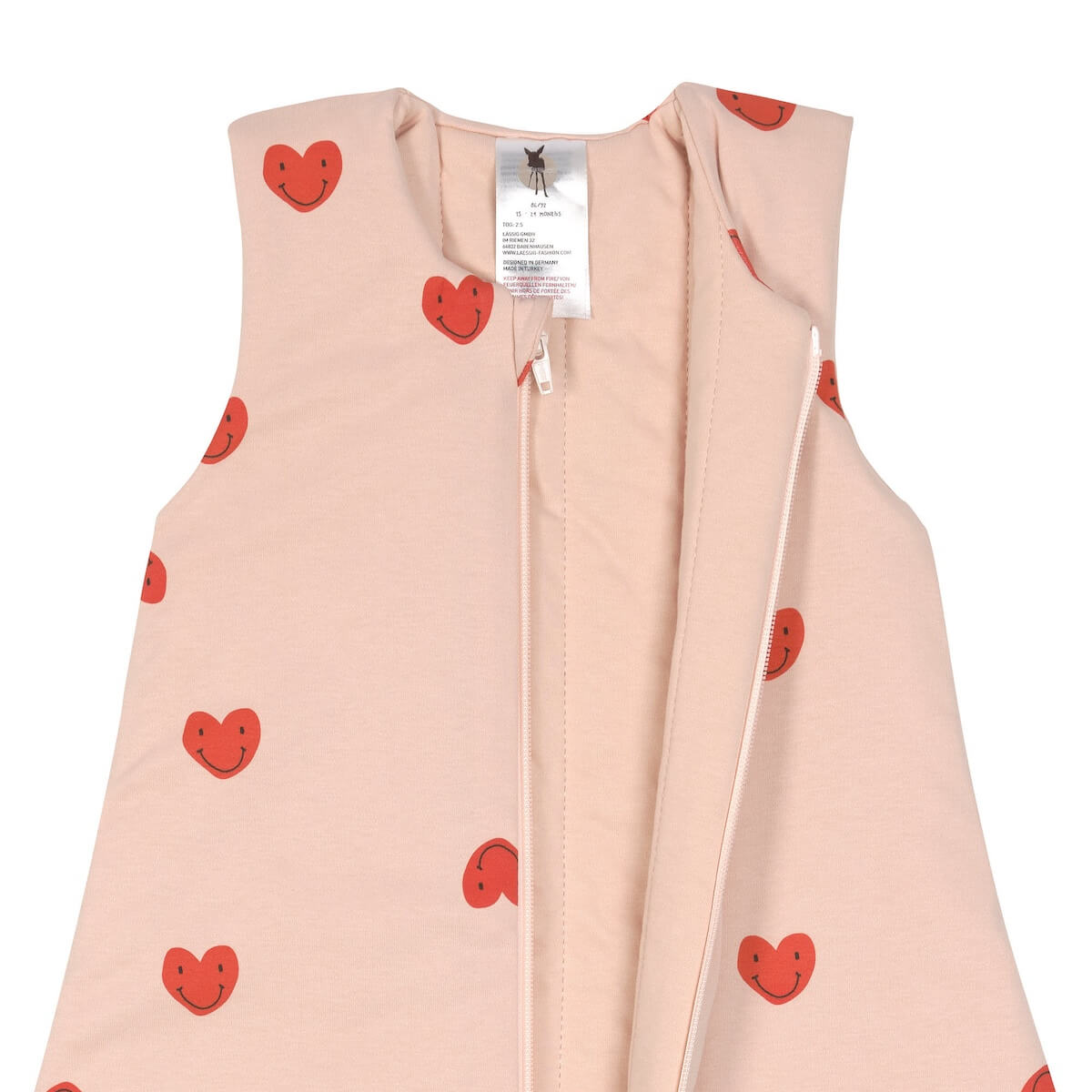 Schlafsack Interlock Heart peach rose 0-2m Größe 50/56 Laessig