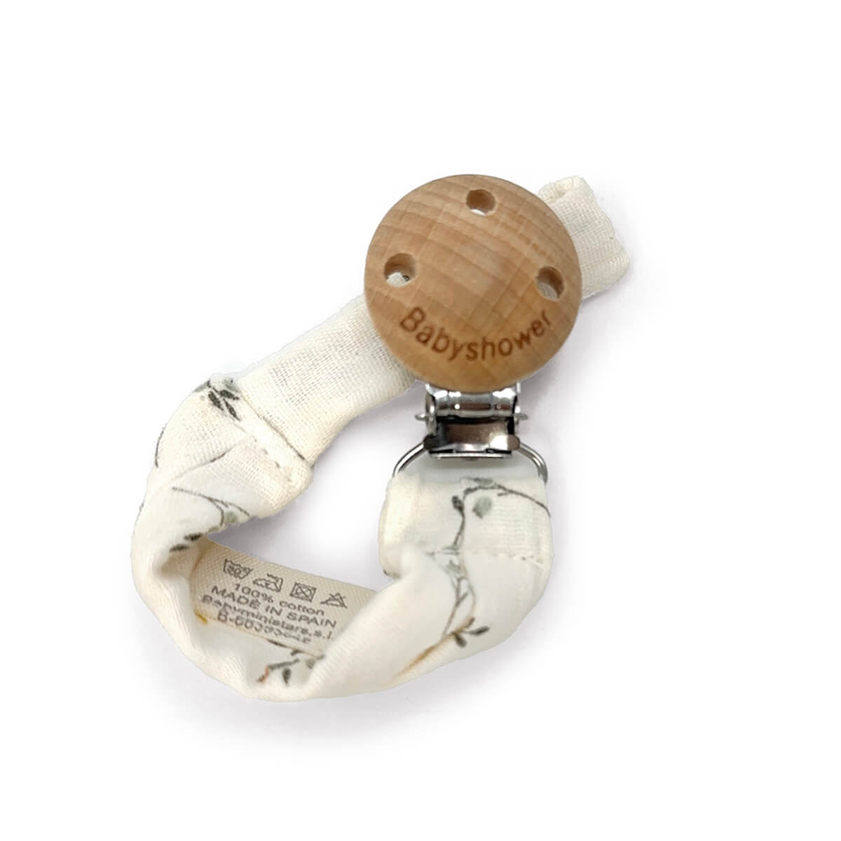 Schnullerhalter WOOD Babyshower olive bloom