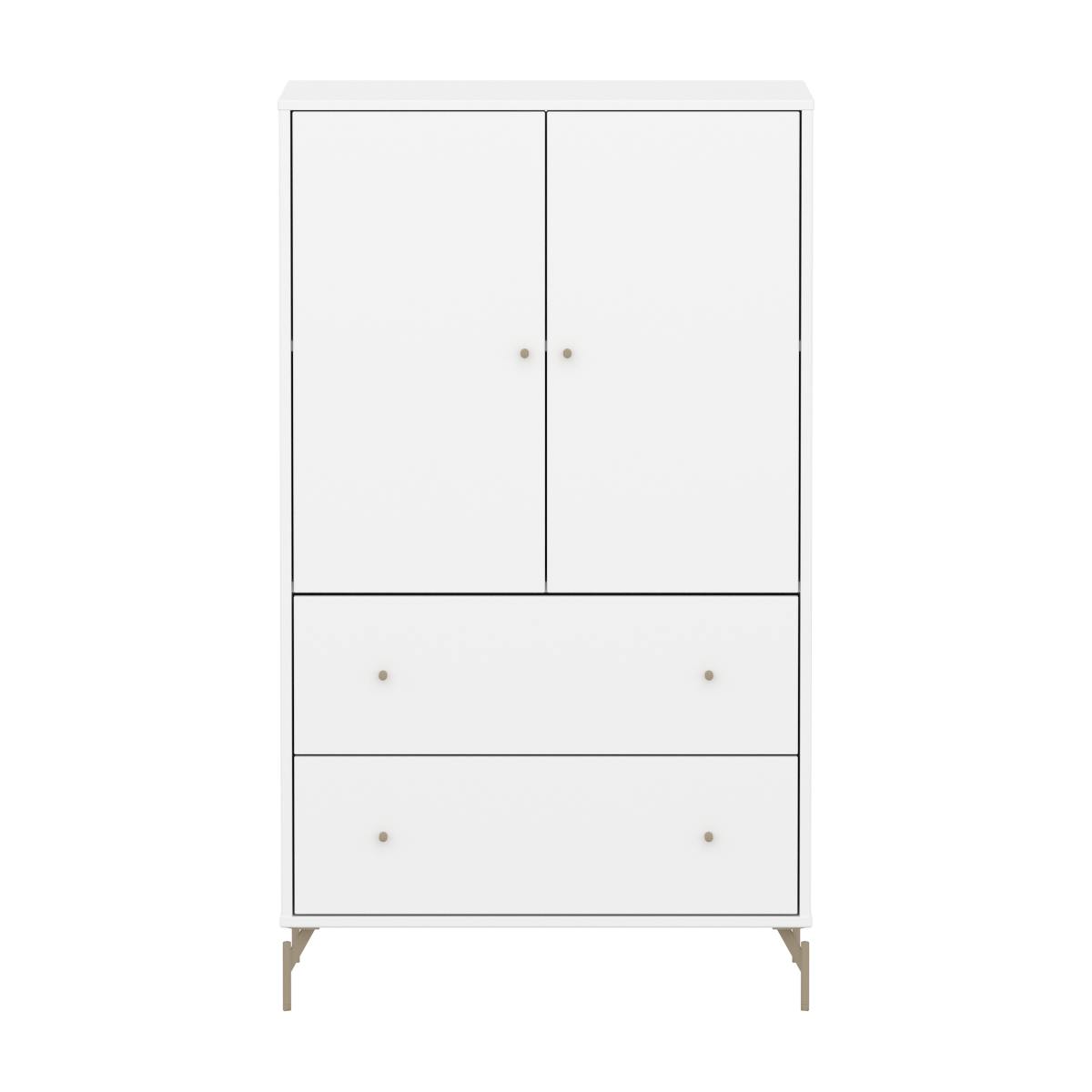 Schrank 2 Türen und 2 Schubladen mit Fuß SAGA Flexa weiß oat