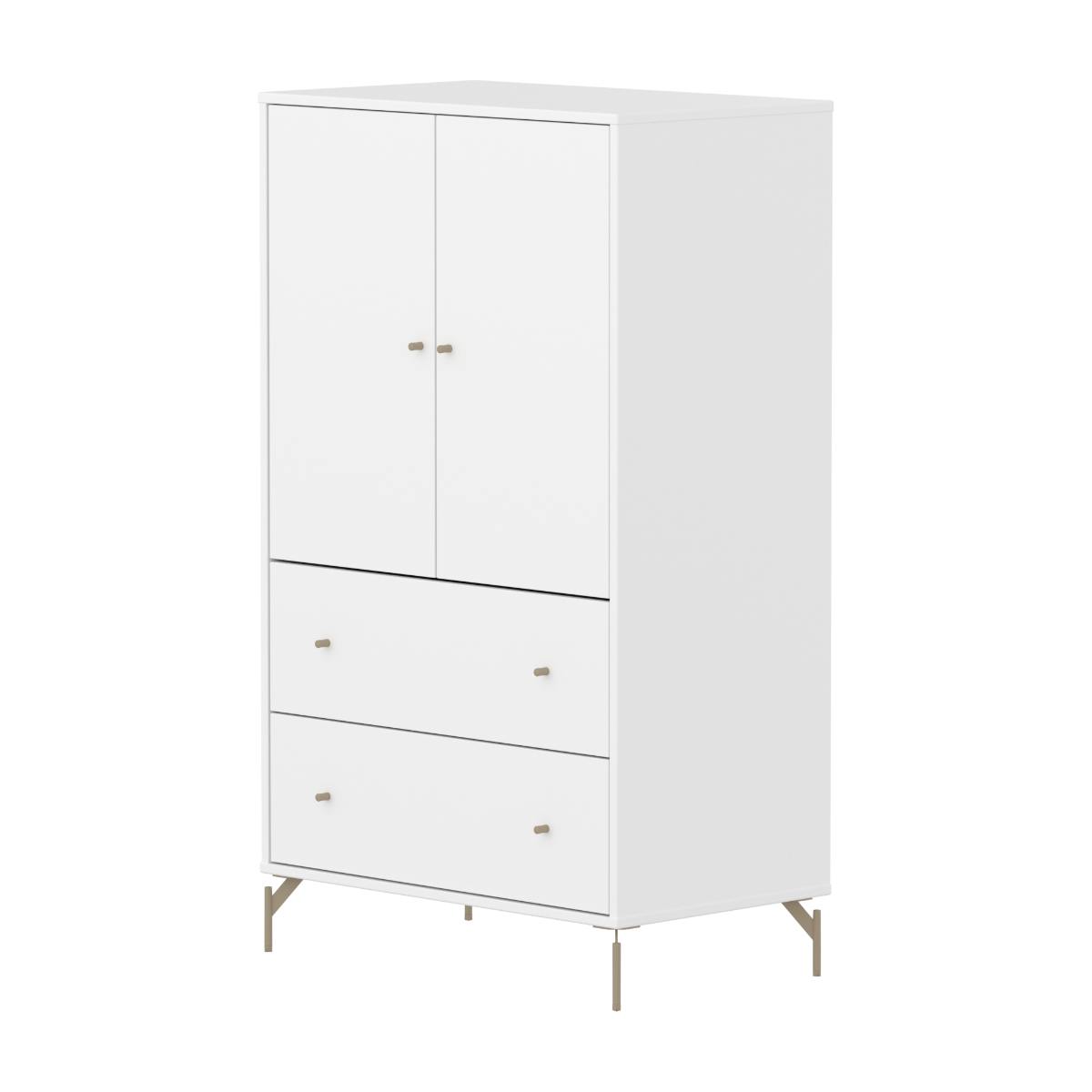 Schrank 2 Türen und 2 Schubladen mit Fuß SAGA Flexa weiß oat