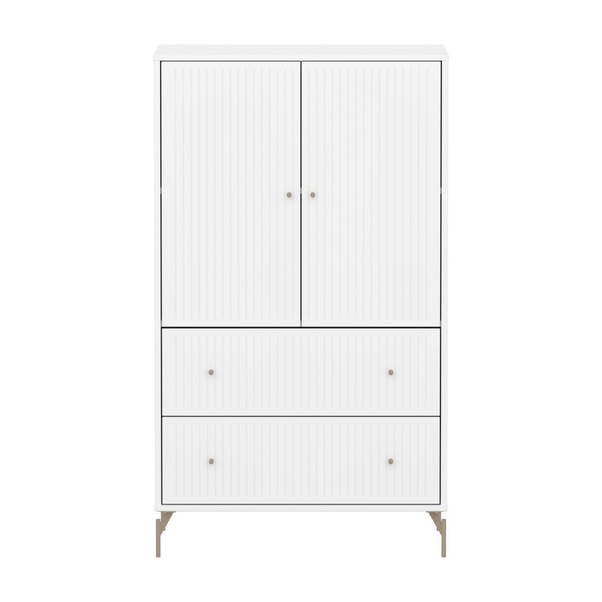 Schrank 2 Türen und 2 Schubladen Nut mit Fuß SAGA Flexa weiß oat