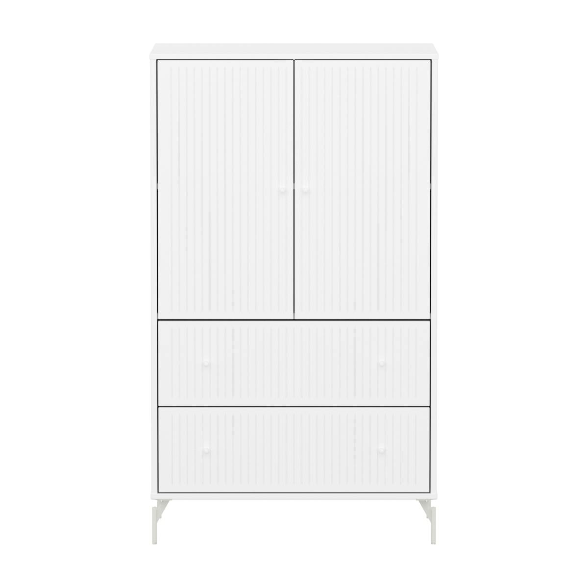 Schrank 2 Türen und 2 Schubladen Nut mit Fuß SAGA Flexa weiß