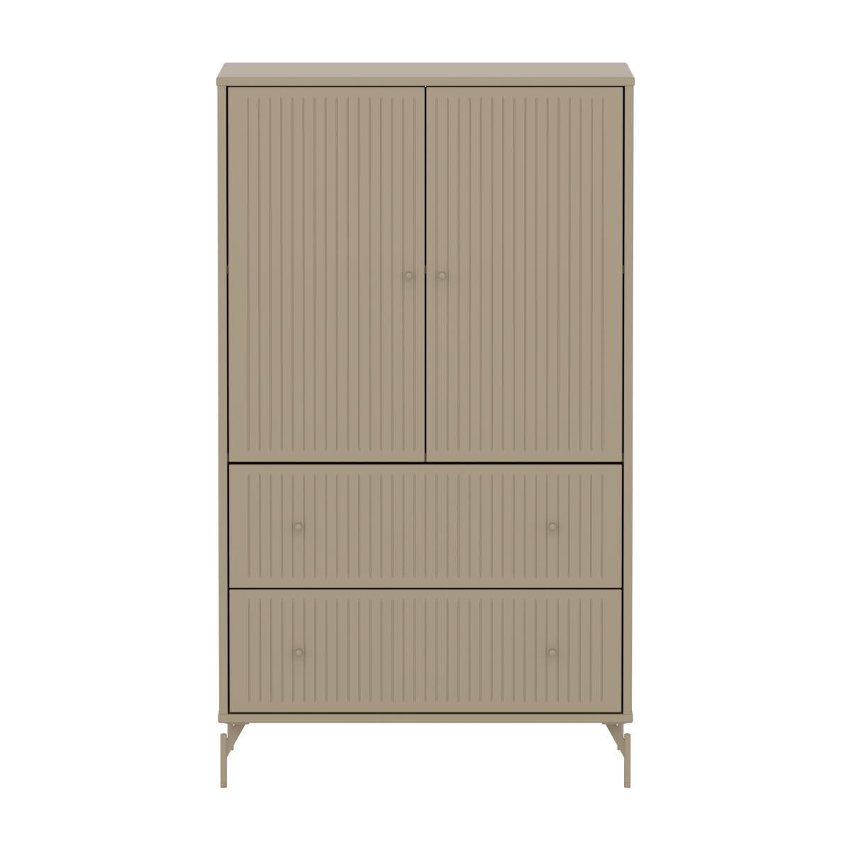 Schrank 2 Türen und 2 Schubladen Rillen mit Fuß SAGA Flexa oat light grey