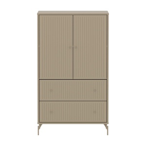 Schrank 2 Türen und 2 Schubladen Rillen mit Fuß SAGA Flexa oat light grey