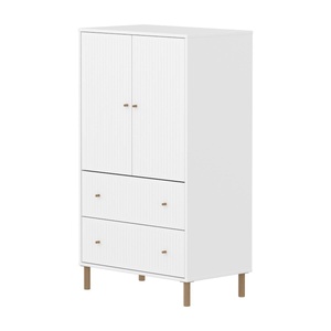 Schrank 2 Türen und 2 Schubladen Rillen mit Fuß SAGA Flexa weiß Eiche