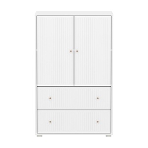 Schrank 2 Türen und 2 Schubladen Rillen SAGA Flexa weiß Eiche