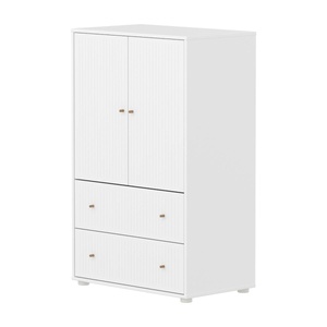 Schrank 2 Türen und 2 Schubladen Rillen SAGA Flexa weiß Eiche