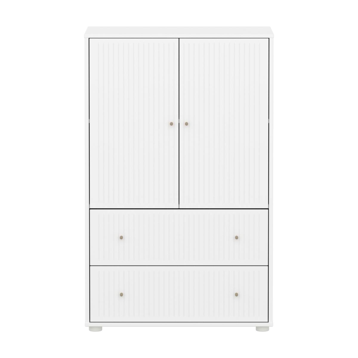 Schrank 2 Türen und 2 Schubladen Rillen SAGA Flexa weiß oat