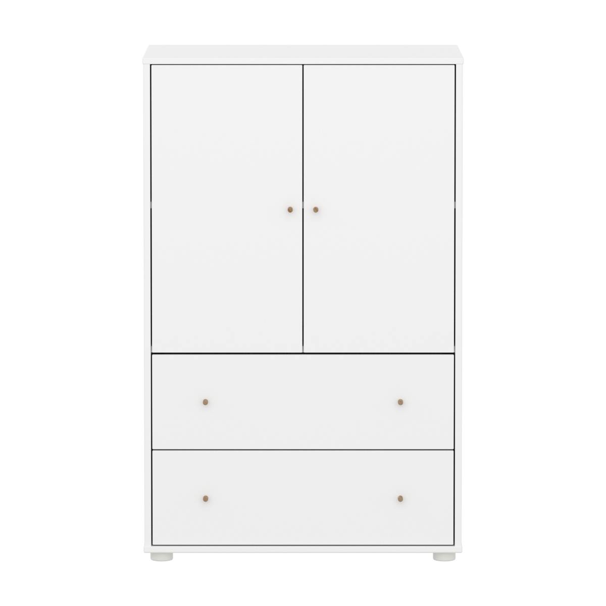 Schrank 2 Türen und 2 Schubladen SAGA Flexa weiß Eiche