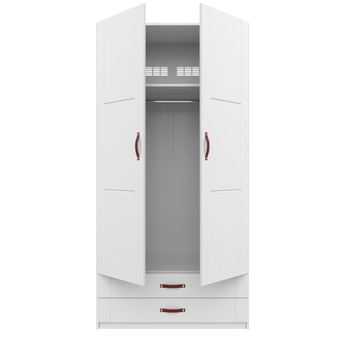 Schrank 2 Türen und Schubladen 100cm Lifetime weiß gekalkt