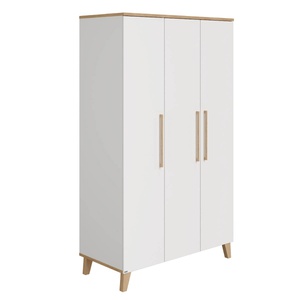 Schrank 3 Spiegelfässer, 3 Ports, 1 Mittelwand, 4 schmale Regalböden, 2 breite Regalböden, 2 breite Kleiderstangen OSCAR Paidi Eiche Nebraska / weiß