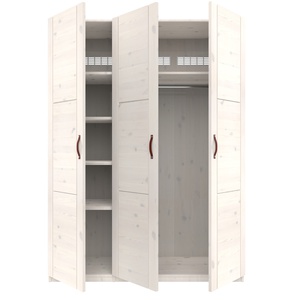 Schrank 3 Türen Regale und Kleiderschrank 150cm Lifetime whitewash