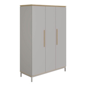 Schrank 3T 3 Pforten, 2 Zwischenböden, 9 Etagen, 2 schmale Kleiderstangen, BENNE Paidi Eiche Montana schiefergrau