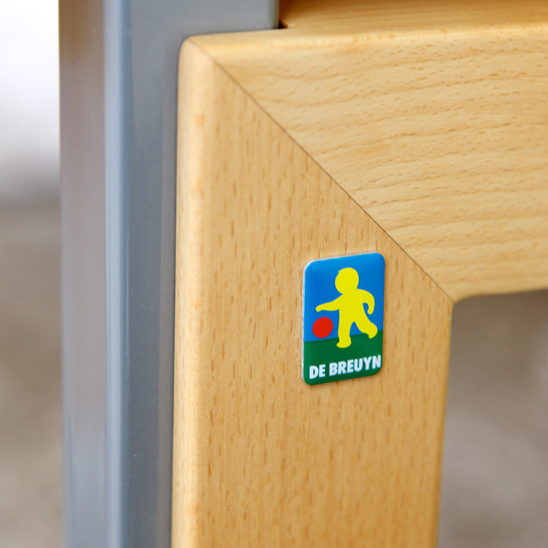 Schreibtisch schrägstellbar ⅔ ZIGGY de Breuyn Buche massiv Ausführung natürlich - graues Metall