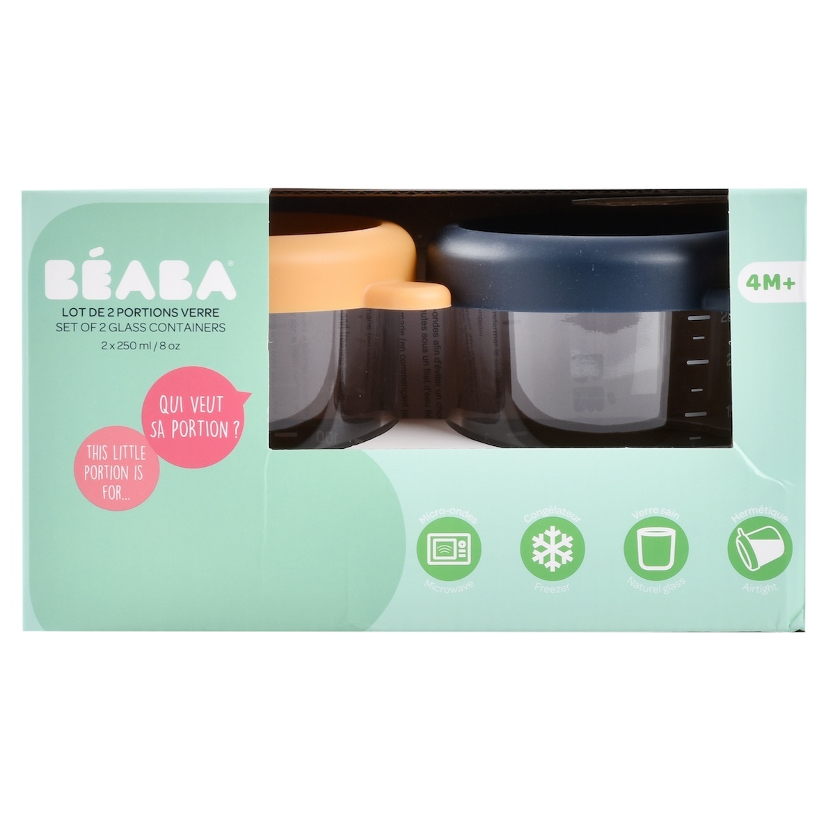 Set aus 2 Gläsern 250ml Beaba blau sunrise