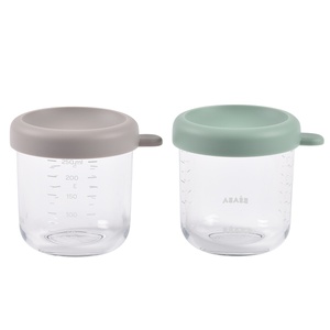 Set aus 2 Gläsern 250ml Beaba grau grün