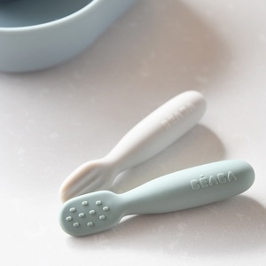 Set aus 2 Silikon-Pre-Löffeln Beaba grün-grau