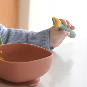 Set aus 2 Silikon-Pre-Löffeln Beaba grün-grau