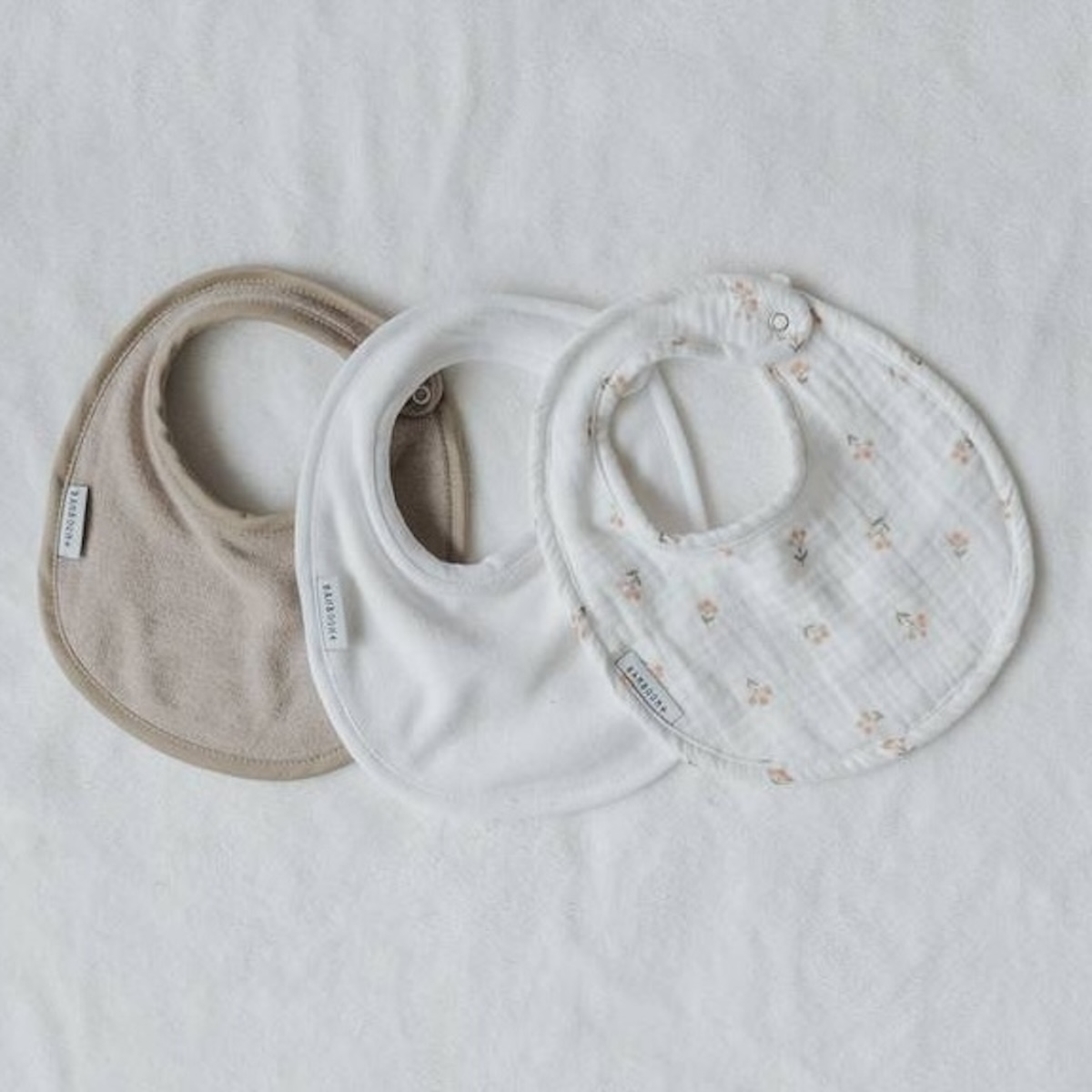 Set Lätzchen+Clip, Musselin + Mikrosponge 25cm Bamboom white sand rosehip