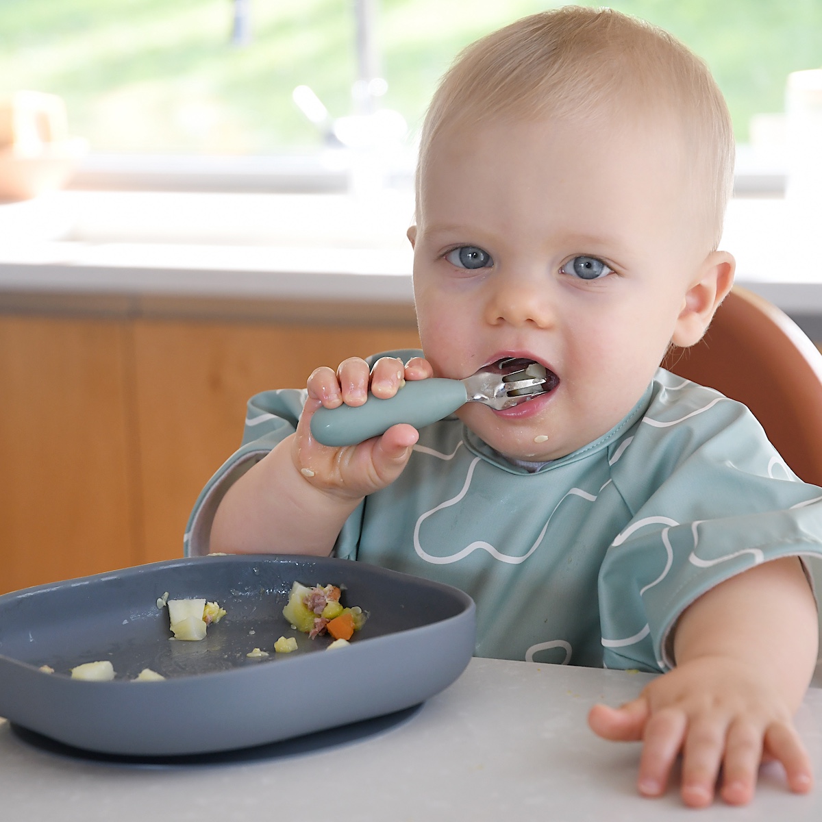 Set mit 2 Deckeln aus rostfreiem Stahl Beaba grün