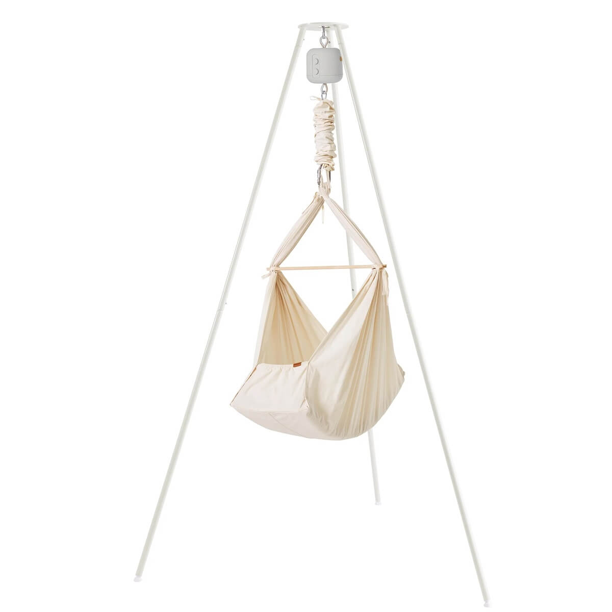 Set mit Wiegenständer Basic Weiß, Federwiege Basic Natur, Motor LeeLo01 Membantu