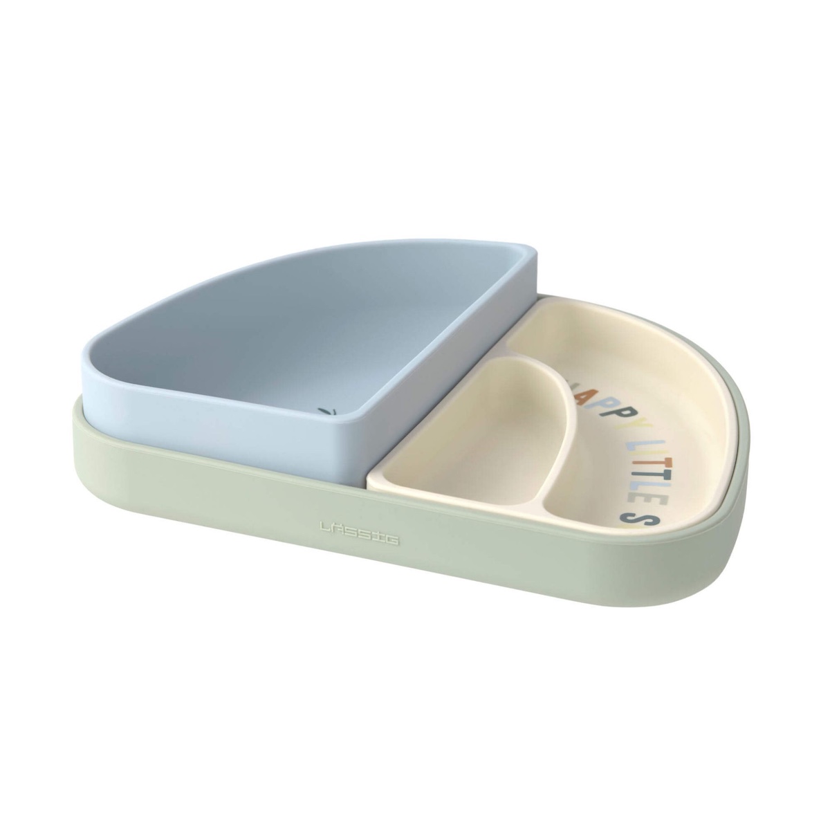 Silicon Section Dish Set 3pcs Happy Fruits Lemon Laessig