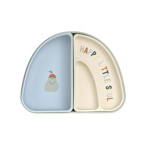 Silicon Section Dish Set 3pcs Happy Fruits Lemon Laessig