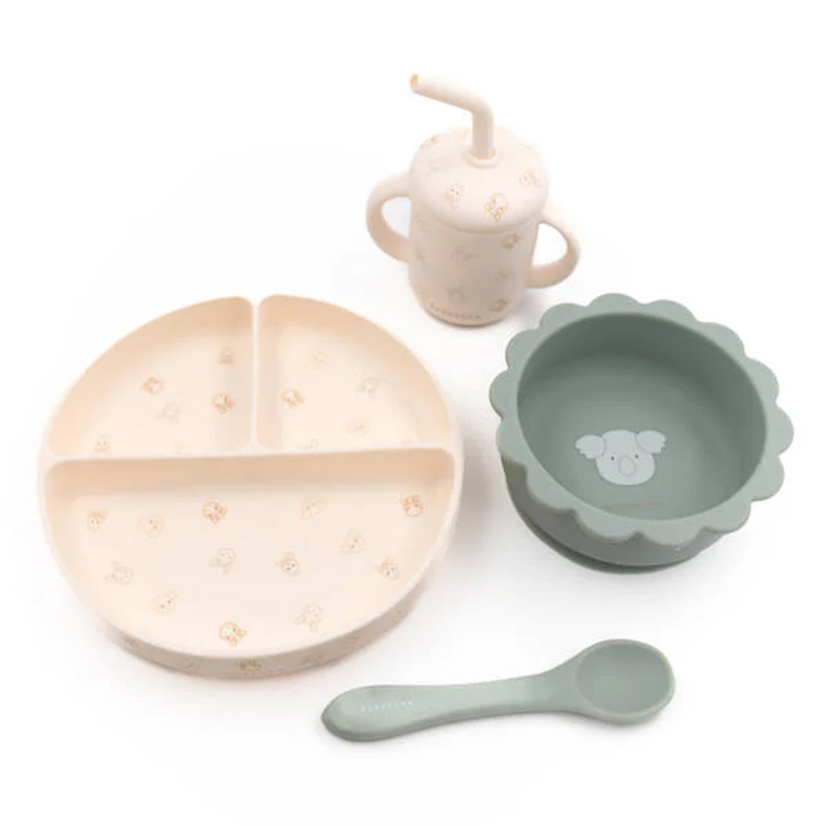 Silicone Dinner Set mit Prints Tierfreunde Bamboom