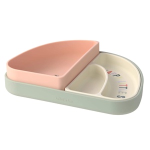 Silikon Section Dish Set 3pcs Happy Fruits Cherry Laessig