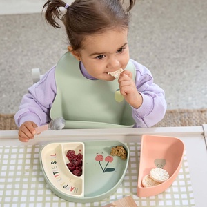 Silikon Section Dish Set 3pcs Happy Fruits Cherry Laessig