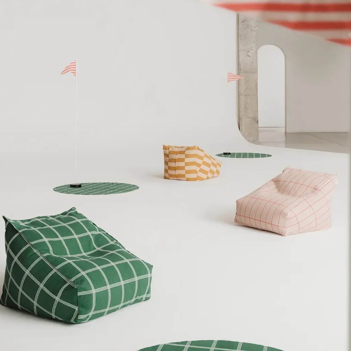 Sitzsack VIBES Nobodinoz Mustard & Sand Tiles