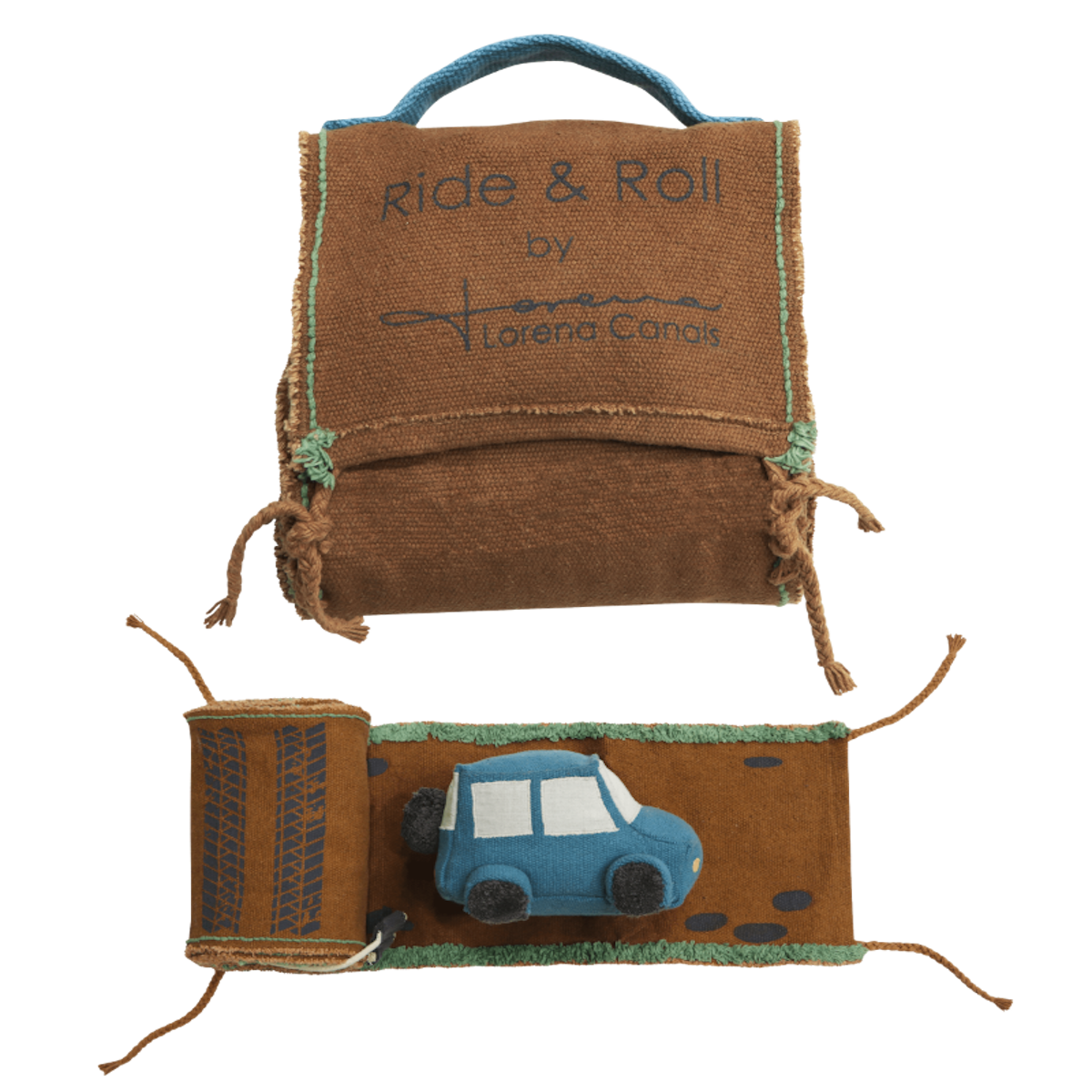 Soft toy Ride & Roll Safari Jeep: 
12 x 20 x 14 cm
Road: 
20 x 400 cm Lorena Canals