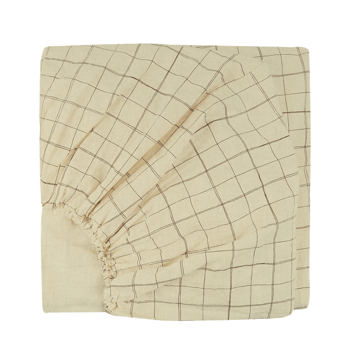 Spannbettlaken 70x140cm aus gewaschener Bio-Baumwolle, Nobodinoz green tea grid