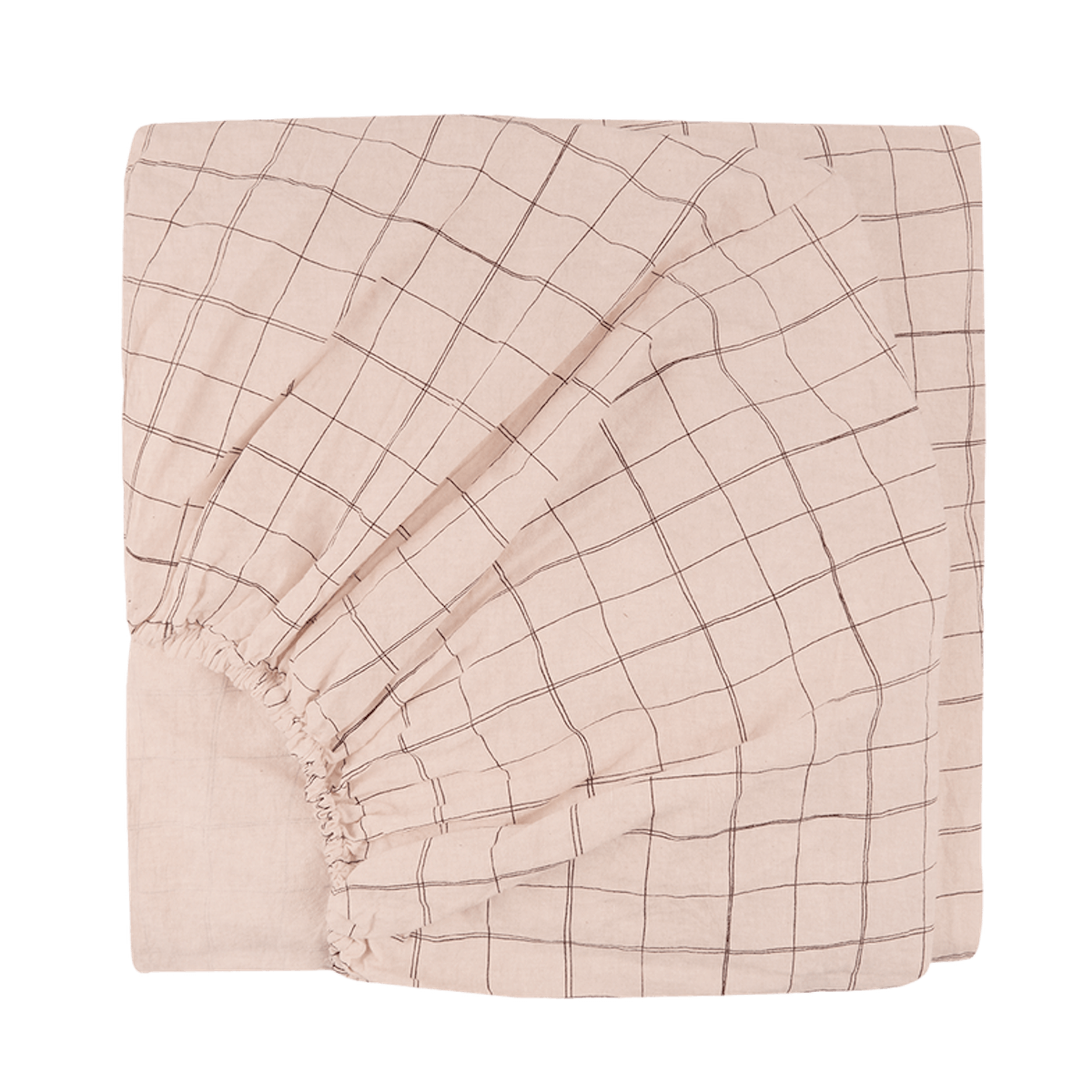 Spannbettlaken 70x140cm aus gewaschener Bio-Baumwolle, Nobodinoz mauve pink grid