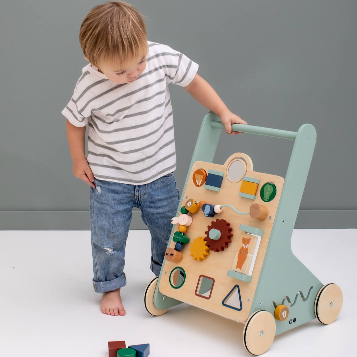 Spiel- und Lauflernwagen aus Holz mit Tieren Trixie