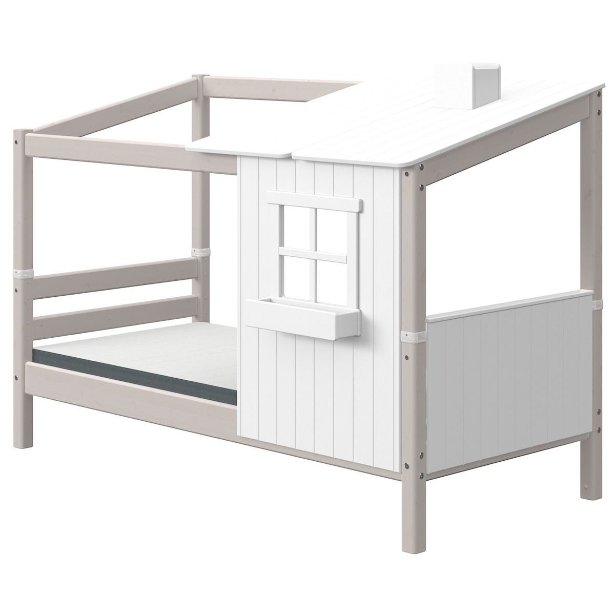 Spielbett Baumhaus 90x200cm PLAY HOUSE CLASSIC Flexa weiß-grau washed