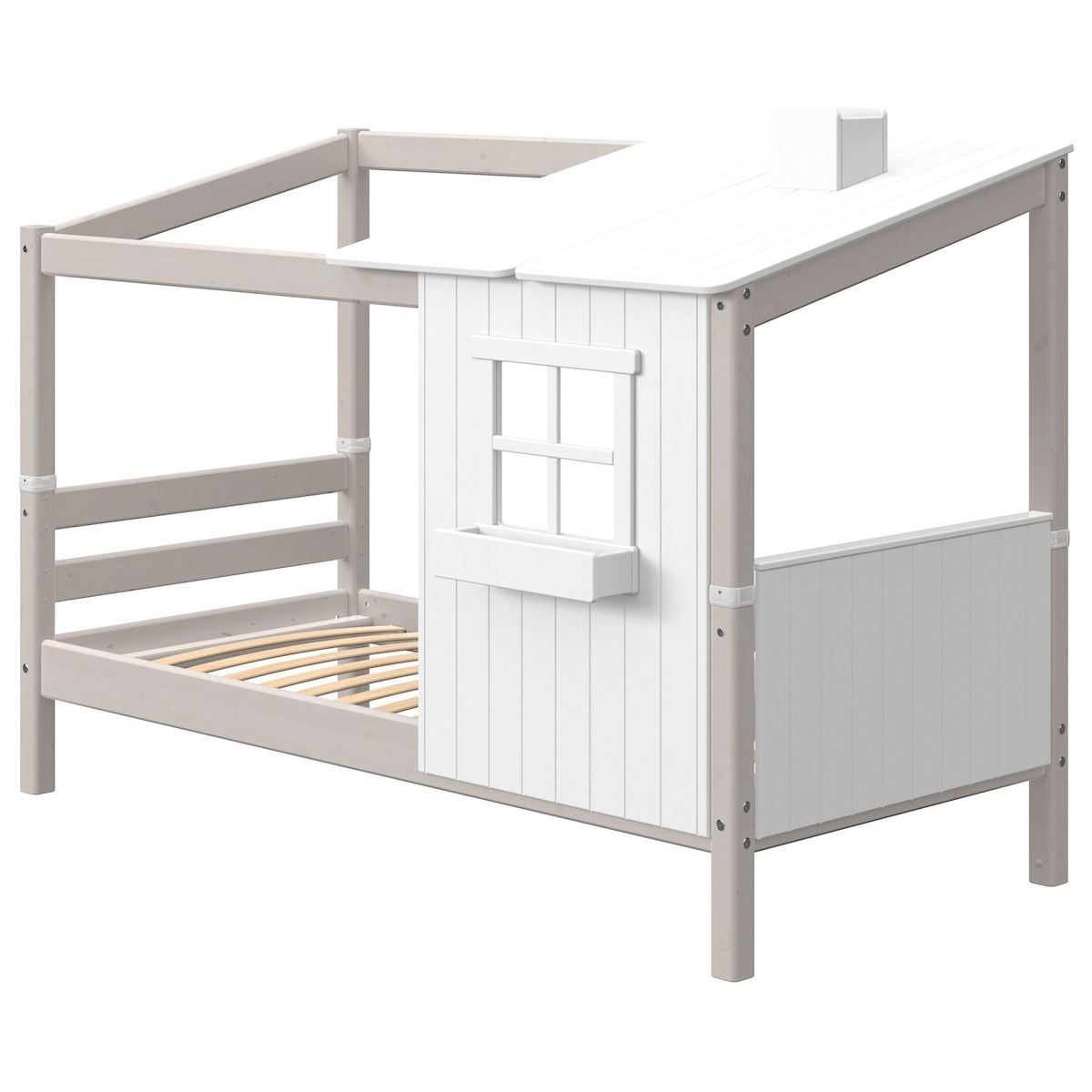 Spielbett Baumhaus 90x200cm PLAY HOUSE CLASSIC Flexa weiß-grau washed