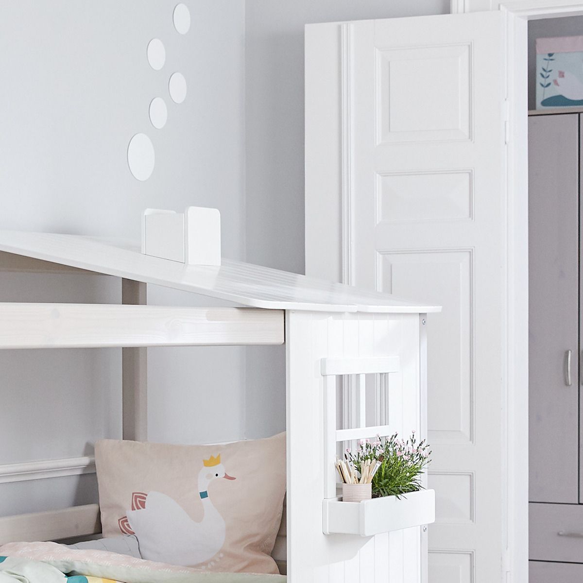 Spielbett Baumhaus 90x200cm PLAY HOUSE CLASSIC Flexa weiß-grau washed