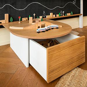 Spieltisch KASVA Multiplex weiß-lackiert Eiche-furniert