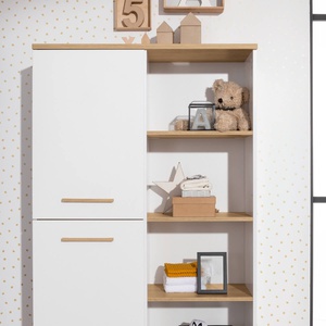 Standregal, 2 Ports links, 4 offene Fächer OSCAR Paidi Eiche Nebraska / weiß