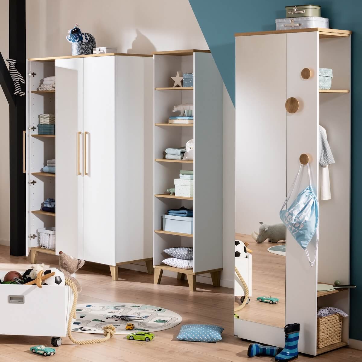 Standregal 6 offene Fächer OSCAR Paidi Eiche Nebraska / weiß