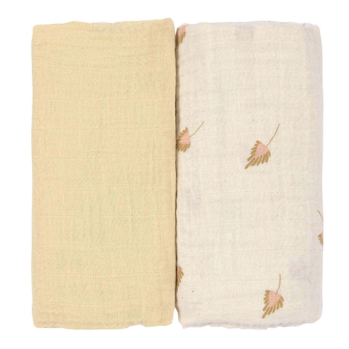 Swaddle & Burp Blanket L 2pcs Laessig curry 80x80cm (organic in conversion)