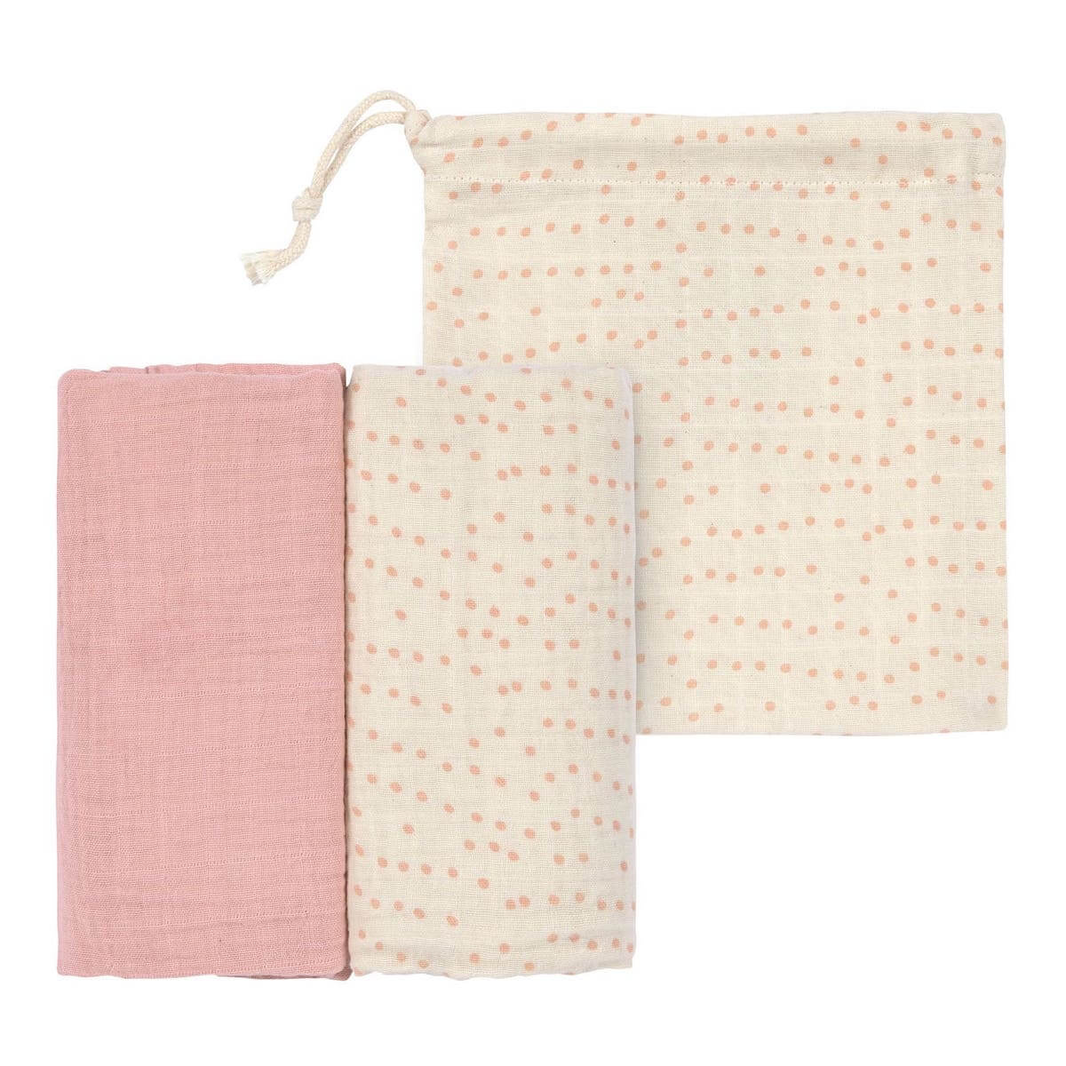 Swaddle & Burp Blanket L 2pcs Laessig rose 80x80cm (organic in conversion)