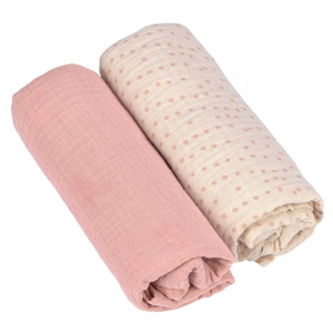 Swaddle & Burp Blanket L 2pcs Laessig rose 80x80cm (organic in conversion)
