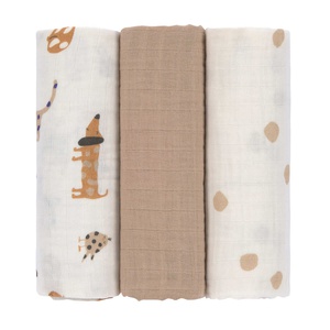 Swaddle & Burp Blanket L Little Mateys Laessig königsblau 3tlg. ass. 85x85cm