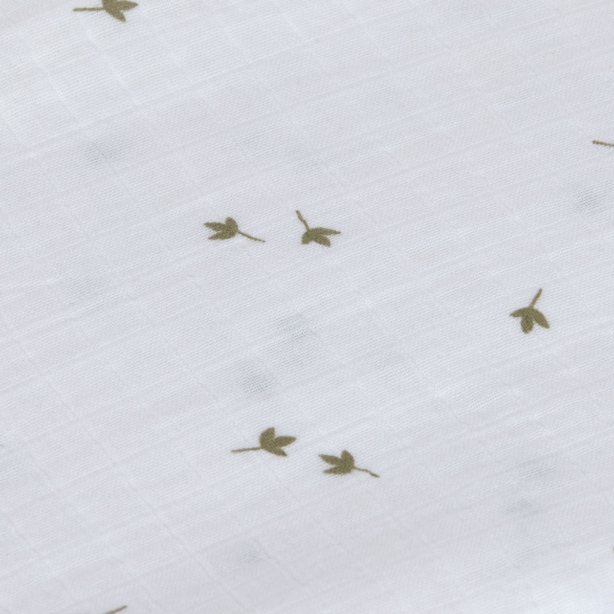 Swaddle & Burp Blanket M 3pcs 60x60cm GOTS Leave olive milky Laessig 