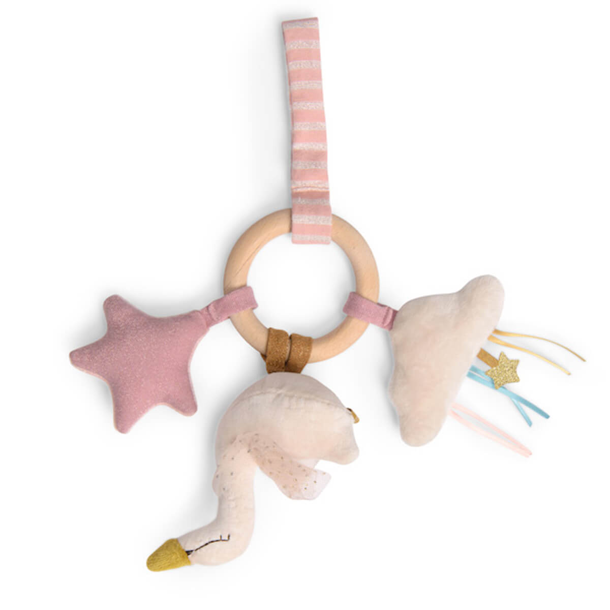 Swan wooden ring rattle La Petite Ecole de Danse Moulin Roty